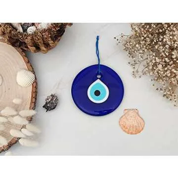 Erbulus 4.3" Glass Blue Evil Eye Wall Hanging Amulet
