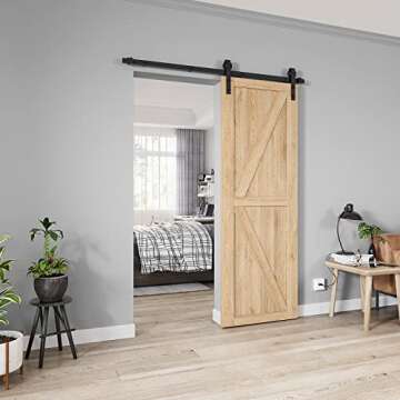 HomLxclx 5ft Heavy Duty Sturdy Sliding Barn Hardware Kit Single Smoothly and Quietly-Simple and Easy...