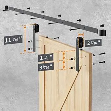 HomLxclx 5ft Heavy Duty Sturdy Sliding Barn Hardware Kit Single Smoothly and Quietly-Simple and Easy to Install-Fit 1 3/8-1 3/4 inch Thickness Door Panel(Black)(J Shape Hangers)