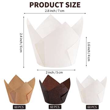 Ruisita 180 Pieces Tulip Cupcake Liners Baking Cups Cupcake Muffin Liners Holder Cupcake Wrappers fo...
