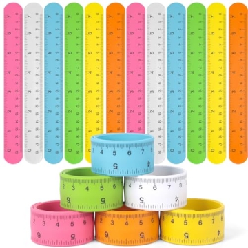 LovesTown 12PCS Ruler Slap Bracelets, Colorful Silicone Snap Bracelets Wristband with Scale for Kids...