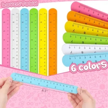 LovesTown Colorful Ruler Slap Bracelets for Kids 12PCS