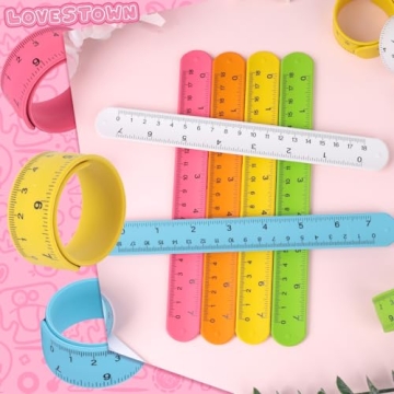 LovesTown Colorful Ruler Slap Bracelets for Kids 12PCS