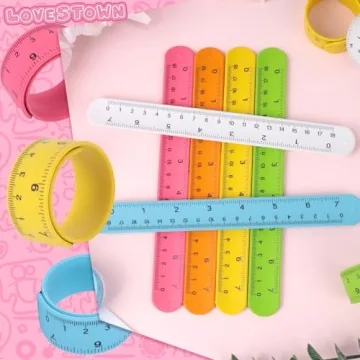 LovesTown Colorful Ruler Slap Bracelets for Kids 12PCS