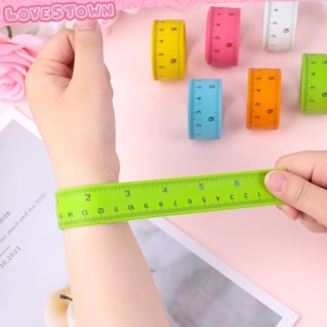LovesTown Colorful Ruler Slap Bracelets for Kids 12PCS