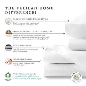 Delilah Home King Organic Cotton Sheet Set for Sustainable Living