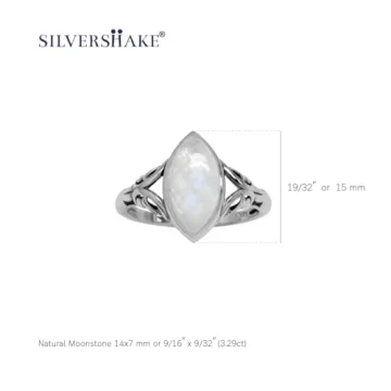 Elegant Silvershake Moonstone Filigree Silver Ring