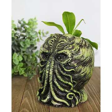 Toy Vault Cthulhu Planter Pot (5-Inch); Mini Monster Resin Planter Inspired by H.P. Lovecraft