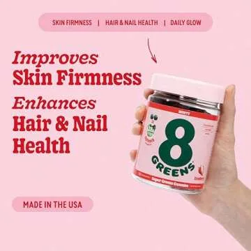 8Greens Supergreens Beauty Gummies with Collagen & Biotin | Super Greens Powder Superfood Gummy for ...