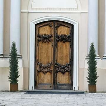 HAIHONG 2 Packs 5ft Artificial Cedar Topiary Trees - Fake Boxwood Topiary Cypress Trees Potted Plants, Artificial Plants Shrubs for Home Indoor Outdoor Garden Porch Decor