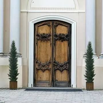 HAIHONG 2 Packs 5ft Artificial Cedar Topiary Trees - Fake Boxwood Topiary Cypress Trees Potted Plants, Artificial Plants Shrubs for Home Indoor Outdoor Garden Porch Decor