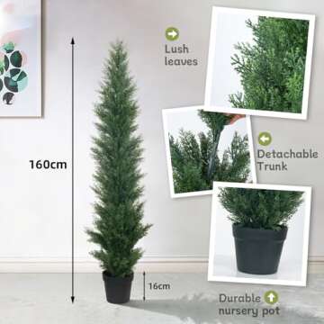 HAIHONG 2 Packs 5ft Artificial Cedar Topiary Trees - Fake Boxwood Topiary Cypress Trees Potted Plants, Artificial Plants Shrubs for Home Indoor Outdoor Garden Porch Decor
