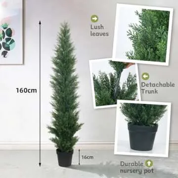 HAIHONG 2 Packs 5ft Artificial Cedar Topiary Trees - Fake Boxwood Topiary Cypress Trees Potted Plants, Artificial Plants Shrubs for Home Indoor Outdoor Garden Porch Decor
