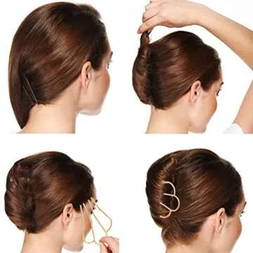 LAPOHI 3 PCS Hair Side Combs Hair Pins for Bun, Large U Shaped Hair Sticks Forks Combs for Updo Vintage Hairstyle Hair Accessories(Black&Gold&Silver)