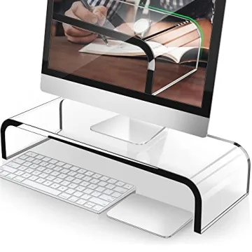 AboveTEK Acrylic Monitor Stand, Premium Large Monitor Riser 20 inch, Crystal Clear Acrylic Computer ...