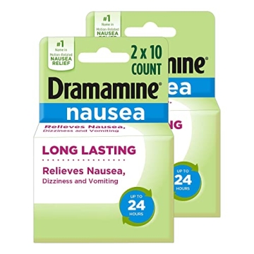 Dramamine Nausea Long Lasting Relief - 2 Pack of 10 Count Tablets