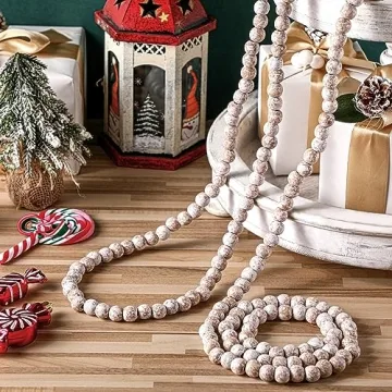 Yuxung Vintage Wooden Bead Garland for Christmas Decor