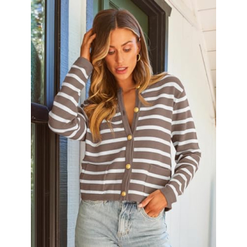 LILLUSORY Women's Soft Striped Cardigan Sweaters Online