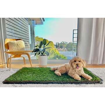 Washable Puppy Dog Pee Pads Mat, Reusable Pee Pad Mat (26.75 in x 51.5 in), Leakproof Potty Training Pad Mat, Real Grass Potty Training Flex Mat, Training Pee Pad Holder for Dogs - Tray Alternative