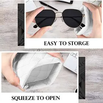 COMF-PRO Squeeze Top Sunglass Pouch - Portable Sunglass Organizer Pouch Bags Soft PU Leather Glasses 2 Pack