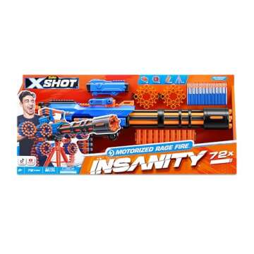 Zuru XSHOT Insanity Motorized Gatling Blaster - 72 Darts & Tripod Stand