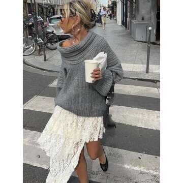 YiKeGuiHuaShu Chic Solid Slash Neck Sweater - Women's Casual Wear