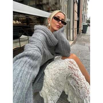 YiKeGuiHuaShu Stylish Solid Slash Neck Sweater for Women