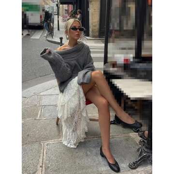 YiKeGuiHuaShu Stylish Solid Slash Neck Sweater for Women