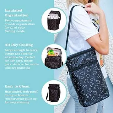 J.L. Childress Disney Baby 6 Bottle Cooler - Mickey Insulated Bottle Bag with Ice Pack
