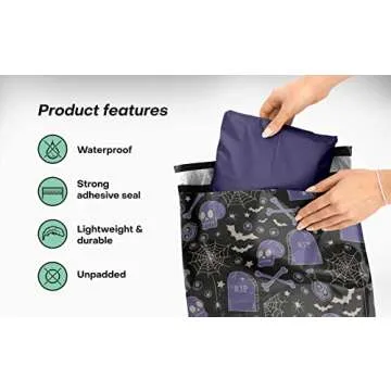 Package Mint Poly Mailers 10 x 13 100 Pack | Waterproof & Tear Resistant Mailing Envelopes for Small Business Supplies | Shipping Bags for Clothes | Cute Shipping Bags for Small Business - Grim Tonic