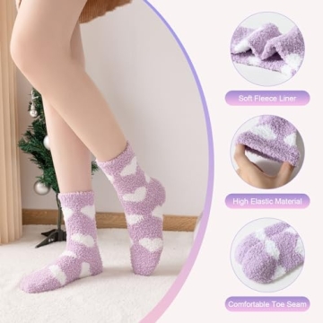 Cirorld 5/6 Pairs Fuzzy Socks for Women and Ladies, Warm Cozy Fluffy Socks Cute Winter Slipper Socks Thick Plush Bed Socks for Casual Home Sleeping