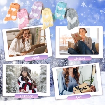 Cirorld 5/6 Pairs Fuzzy Socks for Women and Ladies, Warm Cozy Fluffy Socks Cute Winter Slipper Socks Thick Plush Bed Socks for Casual Home Sleeping