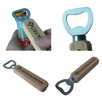 Pongs Set of 10 Wooden Bottle Opener Cap Opener, Groomsmen Gift, Best Man Gift, Wedding Gift, Weddin...