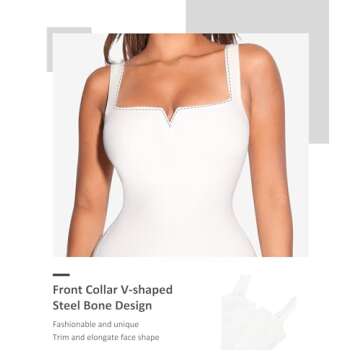 FeelinGirl Women's Square Neck Bodysuit for Tummy Control