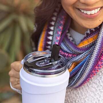 Hydrapeak Roadster 40oz Stainless Steel Tumbler Double Wall Vacuum Insulated Water Bottle With Handle And 2 in 1 Straw Lid (Aqua)