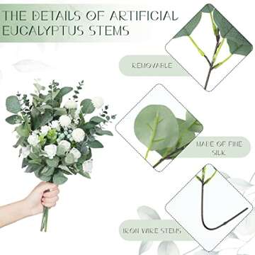 Giegxin 270 Pcs Mixed Eucalyptus Wedding Decor Stems