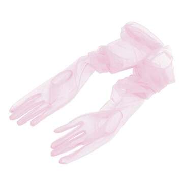 Aniler Women's 27'' Long Tulle Gloves Sheer Wedding Bridal Gloves Elbow Length Opera Party Gloves (P...