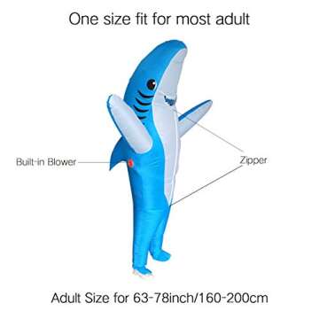 Stegosaurus Inflatable Shark Costume, Shark Inflatable Costume for Halloween Costumes Cosplay Party Funny (Blue Shark)