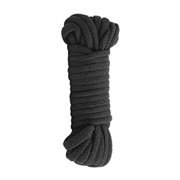 Doc Johnson Japanese Bondage Rope - Soft Cotton Rope for Gentle Restraint - 32 Feet (Black)