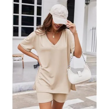 Ekouaer Women's Comfortable 2 Piece Lounge Set for Home