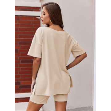 Ekouaer Women's Comfortable 2 Piece Lounge Set for Home