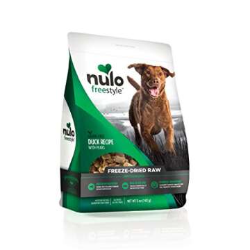 Nulo Freeze Dried Raw Dog Food Variety Pack: Natural Grain Free Formula with GanedenBC30 Probiotics for Digestive & Immune Health - All Ages & Breeds - 3 x 5oz Bags (Beef, Lamb, Duck)