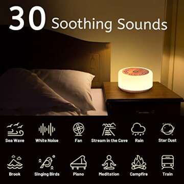ColourNoise Sound Machine - 30 Soothing Sounds & 12 Night Lights for Better Sleep