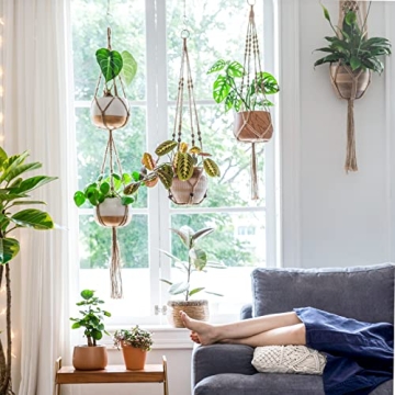 Mkono Macrame Plant Hangers for Home Decor and Gift