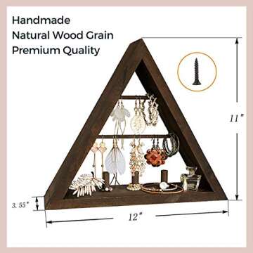 Rustic Triangle Wooden Jewelry Organizer for Stylish Display