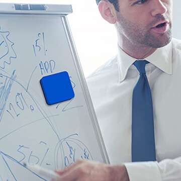 OFFICDO Dry Erase Erasers, 48 Pack Mini Magnetic Whiteboard Erasers Dry Erasers Chalkboard Erasers for Kids, Student, Classroom, Teacher Supplies, Home and Office (Blue, 2 x 2 x 0.79 Inch)