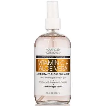 Advanced Clinicals Vitamin C Face Toner W/Ferulic Acid & Rosewater, Antioxidant Facial Mist Spray For Face, Skin Refreshing, Hydrating, & Non-Greasy Instant Hydration Facial Spray, Large 8 Fl Oz