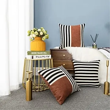 LIGICKY Boho Faux Leather Decorative Pillow Covers 18x18