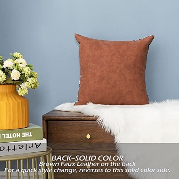 LIGICKY Boho Faux Leather Decorative Pillow Covers 18x18