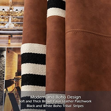 LIGICKY Boho Faux Leather Decorative Pillow Covers 18x18